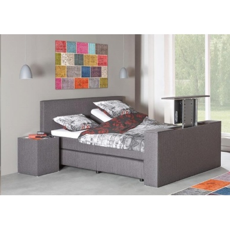 elektrische boxspring met TV lift lichtgrijs De-Slaapfabriek