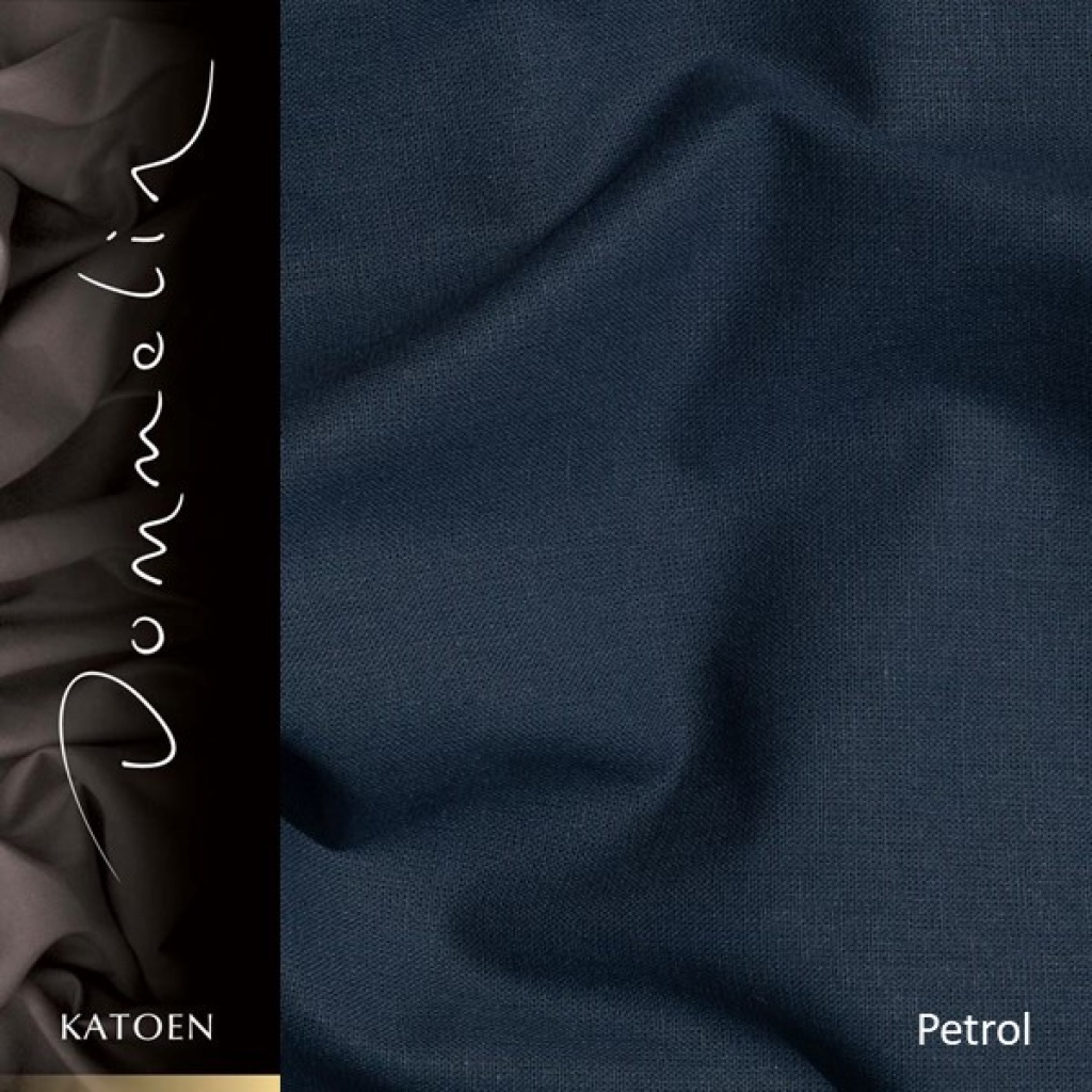 Extra breed dekbedovertrek Dommelin Uni katoen petrol de-slaapfabriek