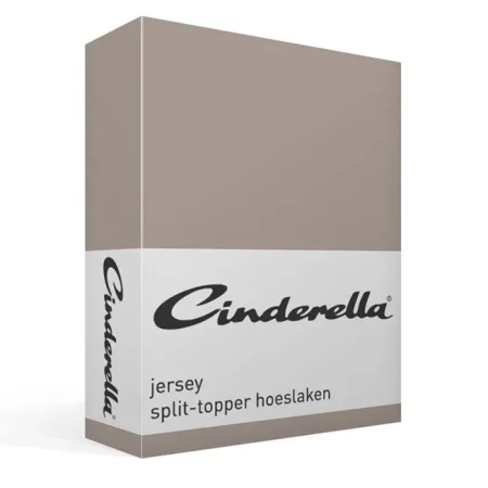 Cinderella jersey split hoeslaken topper - taupe 1 de-slaapfabriek