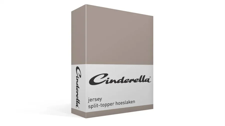 Cinderella jersey split hoeslaken topper - taupe 1 de-slaapfabriek