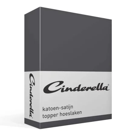 Cinderella katoen satijn hoeslaken topper - antraciet de-slaapfabriek 1