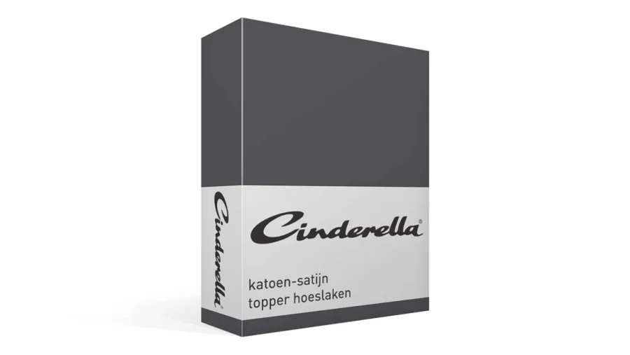 Cinderella katoen satijn hoeslaken topper - antraciet de-slaapfabriek 1