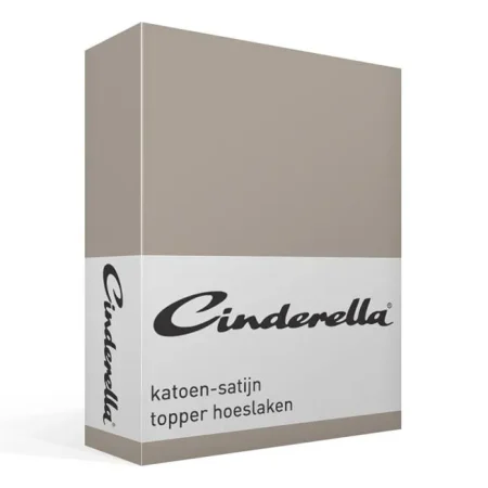 Cinderella katoen satijn hoeslaken topper - taupe de-slaapfabriek 1