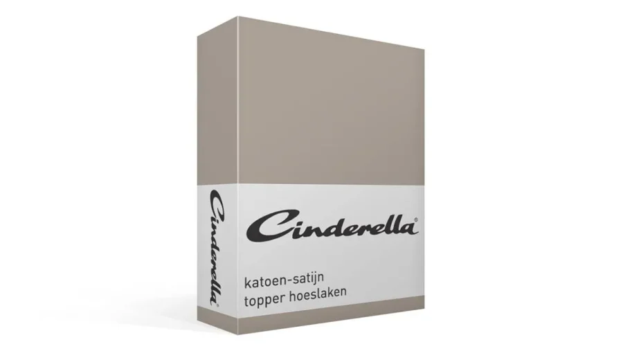 Cinderella katoen satijn hoeslaken topper - taupe de-slaapfabriek 1