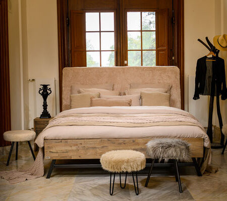 Teddy rubberwood Steel and stockings extra hoog 135 cm hoofdbord